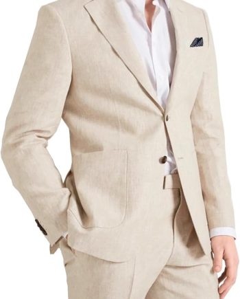 Casual Men's Suits Linen Slim Fit 2 Pieces Tuxedos Summer Beach Wedding Jacket+Trousers