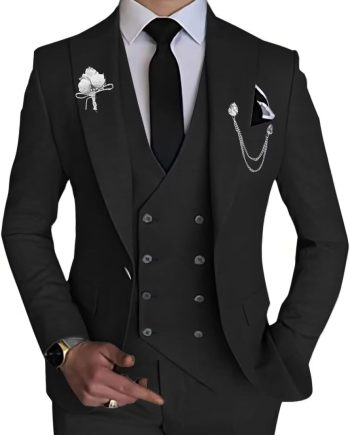 Men's 3 Piece Slim Fit Suit Double Breasted Suit Men Formal Suit for Wedding Prom Dinner Party