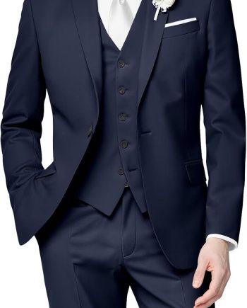 Men's 3 Piece Suits Slim Fit Wedding Groomsmen Prom Business Suit One Button Blazer Jacket Vest Pants Tuxedo Set