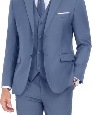 Men's Suit Slim Fit 3 Piece Wedding Dress Tux Suit Set Two Buttons Business Suits Blazer Jacket Vest Pants with Tie