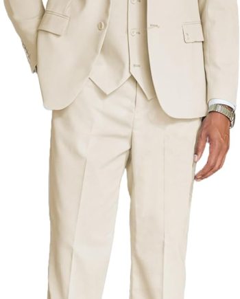 Men's 3 Piece Linen Suits Casual Lightweight Blazer Jackets Vest Pants Set for Wedding Business Prom
