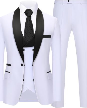 Suits for Men Slim Fit 3 Piece Mens Suit Shawl Lapel Jacket Vest Pants Formal Wedding Prom Men's Tuxedo Suit Set