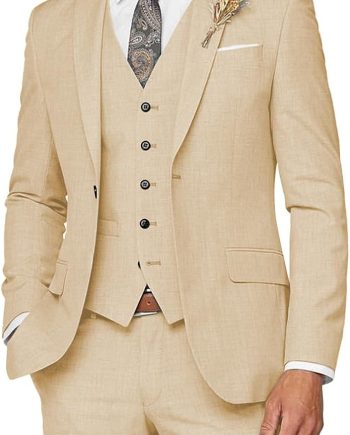Mens Suit 3 Piece Slim Fit Suit for Men Formal Business Suit Wedding Groom Prom Tuxedo Dinner Party