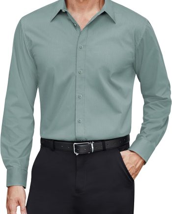 Men's Dress Shirts Stretch Stain Shield Long Sleeve Solid Formal Shirt Business Casual Button Down Shirts