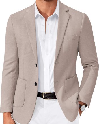 Men's Casual Knit Blazer Slim Fit Lightweight Sport Coat Stretch Two Button Suit Jacket