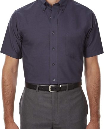 Men's Short Sleeve Dress Shirt Regular Fit Oxford Solid