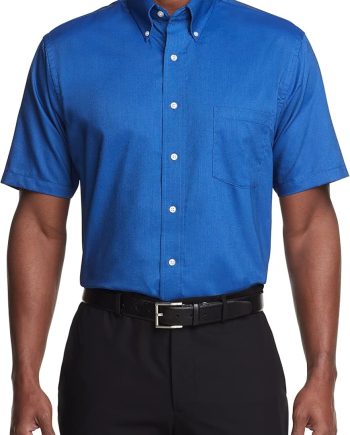 Men's Short Sleeve Dress Shirt Regular Fit Oxford Solid